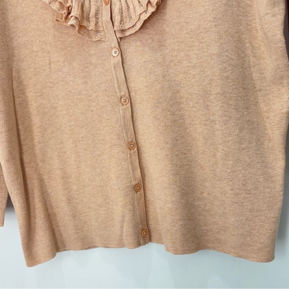Talbots Ruffle Sweater Cardigan Size XL NEW Neutral Preppy E85 - Picture 6 of 16